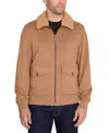 Sam Edelman Men's Faux Shearling Trim Goat Suede Bomber Jacket In Camel
