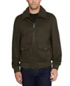 Sam Edelman Sueded Bomber Jacket With Removable Fleece Collar In Olive