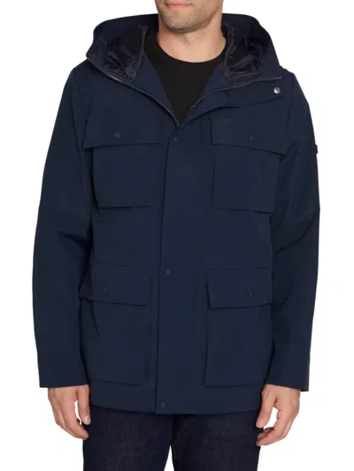 Sam Edelman Men's Hooded Cargo Field Jacket In Midnight Blue