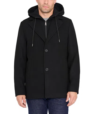 Sam Edelman Men's Hooded Wool Coat In Black