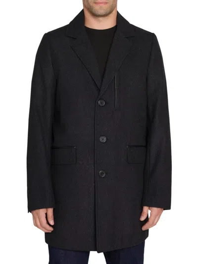 SAM EDELMAN MEN'S SINGLE BREASTED WOOL BLEND TOP COAT