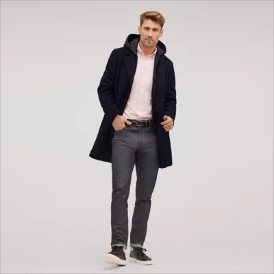 Sam Edelman Men's Single Breasted Wool Coat With Quilt Bib Navy In Blue