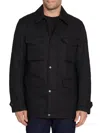 Sam Edelman Men's Waxed Cotton Cargo Field Jacket In Black