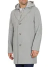 Sam Edelman Single Breasted Wool Blend Hooded Coat With Bib In Grey Melange