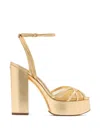 Sam Edelman Metallic-effect Platform Sandals In Gold