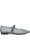 Sam Edelman Michaela Shine Mary Jane Flat Coastal Blue Mesh Fabric