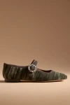Sam Edelman Michaela Glow Mary Jane Flat Winter Moss Green Velvet In Green