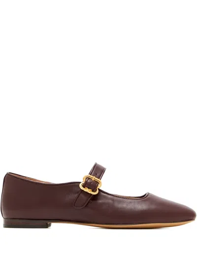 Sam Edelman Michaela Mary Jane Buckle Strap Ballet Flats In Brown