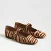 Sam Edelman Michaela Mary Jane Flat Camel Zebra Brahama Hair In Brown
