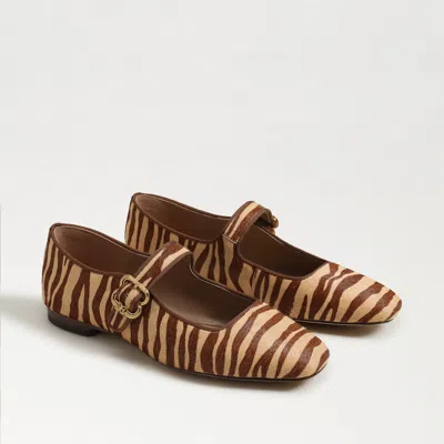 Sam Edelman Michaela Mary Jane Flat Camel Zebra Brahama Hair In Brown