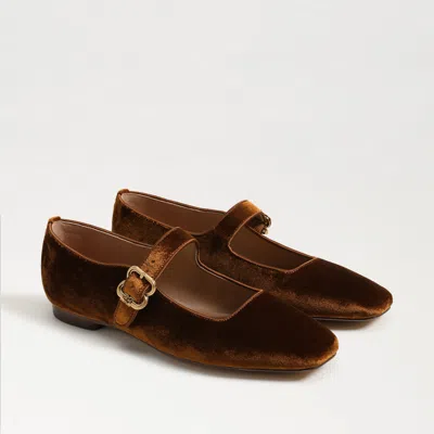 Sam Edelman Michaela Mary Jane Flat Spiced Carmel Brown Velvet