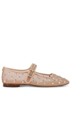 Sam Edelman Michaela Shine Mary Jane Flat Vintage Pink Mesh In Pink