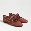 Sam Edelman Michaela Mesh Mary Jane Flat Burnt Orange Crochet In Orange