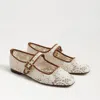Sam Edelman Michaela Mesh Mary Jane Flat Natural Beige Mesh Fabric