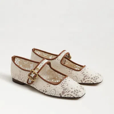 Sam Edelman Michaela Mesh Mary Jane Flat Natural Beige Mesh Fabric
