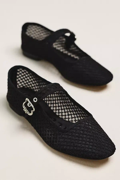 Sam Edelman Michaela Mesh Mary Jane Flats In Black