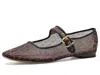 Sam Edelman Michaela Mesh Mary Jane Flat In Brown