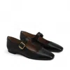 Sam Edelman Womens Black Michaela Square-toe Leather Ballet Flats In Black