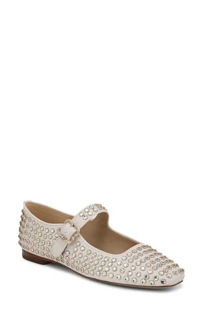 Sam Edelman Michaela Gem Mary Jane Flat Modern Ivory Twill In White