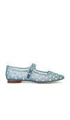 Sam Edelman Michaela Shine Mary Jane Flat Coastal Blue Mesh Fabric In Blue