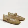 Sam Edelman Michaela Shine Mary Jane Flat Amber Gold Mesh Fabric In Gold