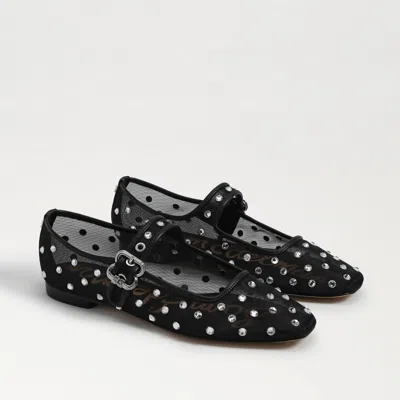 Sam Edelman Michaela Shine Mary Jane Flat Black Mesh