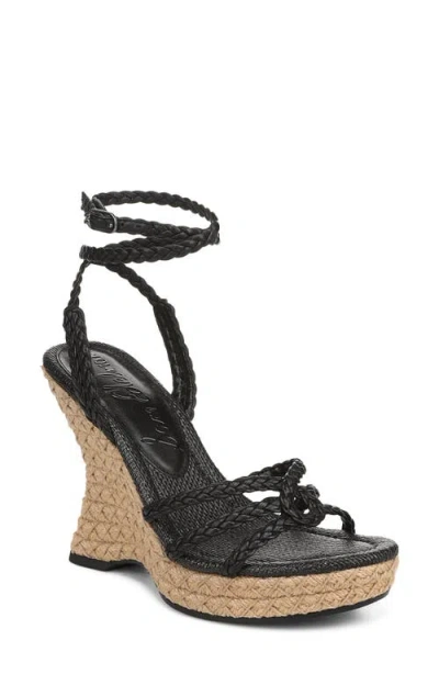 Sam Edelman Mindie Espadrille Ankle Strap Platform Wedge Sandal In Black