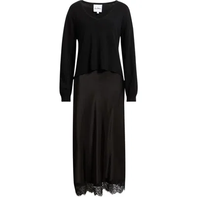 Sam Edelman Mixed Media Maxi Dress In Black