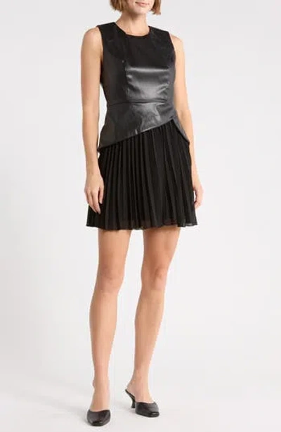 Sam Edelman Mixed Media Minidress In Black