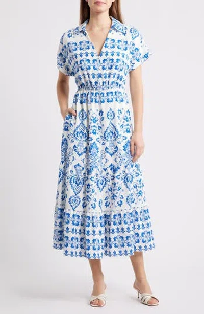 Sam Edelman Mixed Paisley Print Dress In Navy/ White