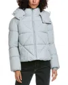 Sam Edelman Mixed Quilted Cropped Puffer Jacket In Blue