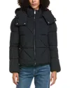 Sam Edelman Mixed Quilted Cropped Puffer Jacket In Blue