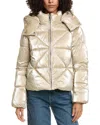 Sam Edelman Mixed Quilted Cropped Puffer Jacket In Gold