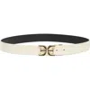 Sam Edelman Monogram Swivel Leather Belt In Bone/ Black