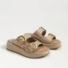 Sam Edelman Nerissa Platform Slide Sandal Sunny Gold Faux Raffia In Gold