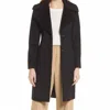 Sam Edelman Notch Collar Textured Coat In Charcoal In Black