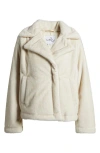 Sam Edelman Notched Lapel Faux Fur Jacket In Neutral