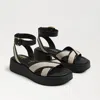 Sam Edelman Nylie Platform Ankle Strap Sandal Natural Black Linen Fabric In Multi