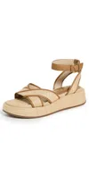 Sam Edelman Nylie Woven Wedge Platform Sandal In Bleached Beechwood/saddle