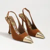 Sam Edelman Odette Slingback Pointed Cap Toe Pump In Brown