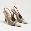 Sam Edelman Odette Cap Toe Slingback Pump Oatmeal Multi/alpine White Pat In Brown