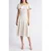 Sam Edelman Off The Shoulder A-line Satin Midi In Champagne