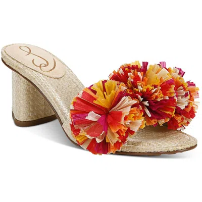 Sam Edelman Olia Womens Pom Slide Heels In Multi