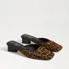 Sam Edelman Ollie Square Toe Mule Leopard Brahma Hair Leather In Tan