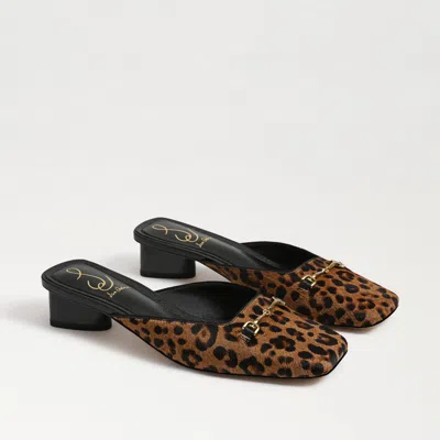 Sam Edelman Ollie Square Toe Mule Leopard Brahma Hair Leather In Tan