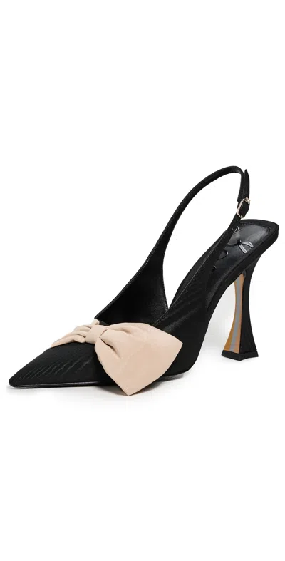 SAM EDELMAN ONIA BOW SLINGBACK PUMPS BLACK/HONEY SAND