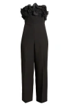 Sam Edelman Organza Trim Strapless Jumpsuit In Black