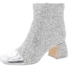 Sam Edelman Osten Womens Stacked Heel Ankle Boots In Silver