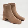 Sam Edelman Paige Womens Suede Square Toe Ankle Boots In Grey