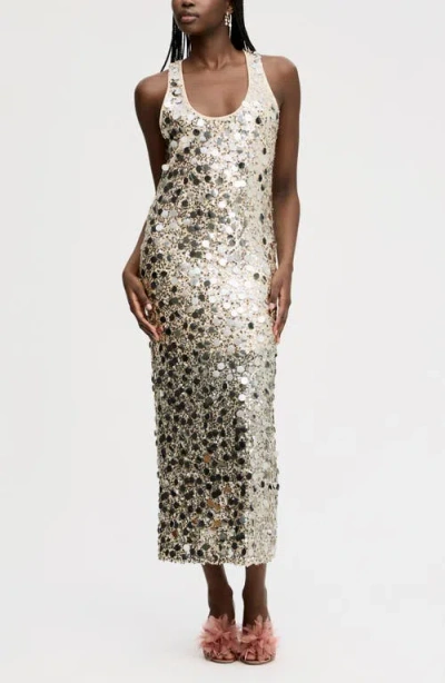 Sam Edelman Paillette Sleeveless Maxi Dress In Gray